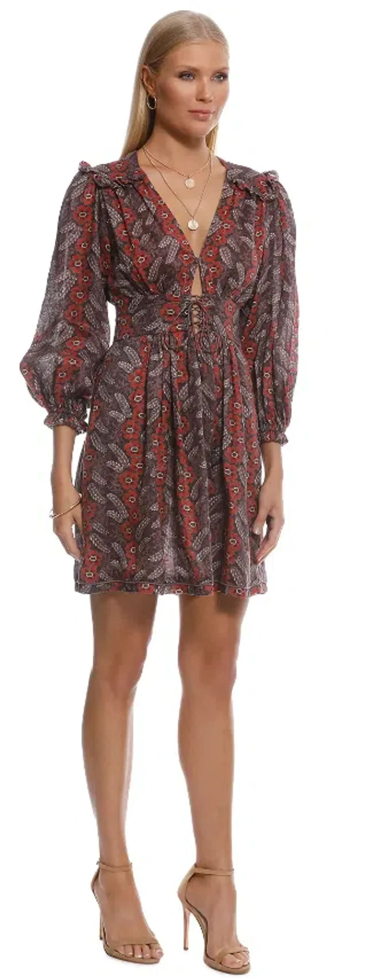 Zimmermann Bayou Corset Tie Front Mini Dress Floral Size 1 / AU 10 - Image 2