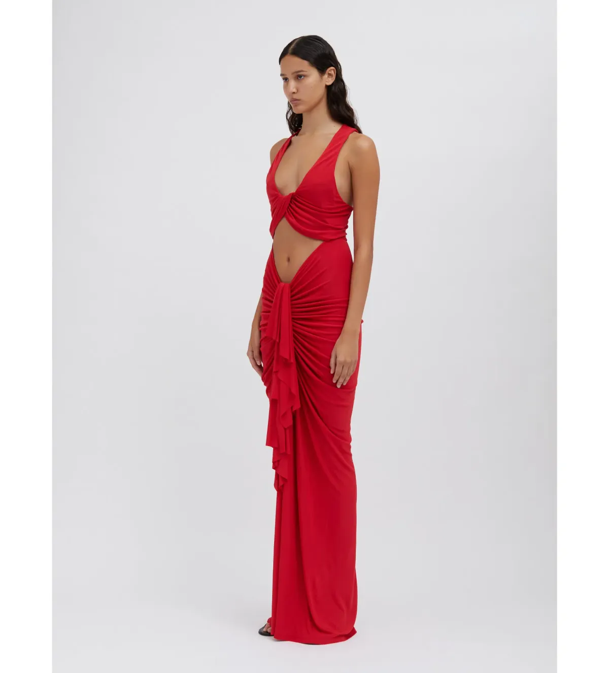 Christopher Esber Vivenda Drape Front Dress Watermelon Size 8 - Image 4