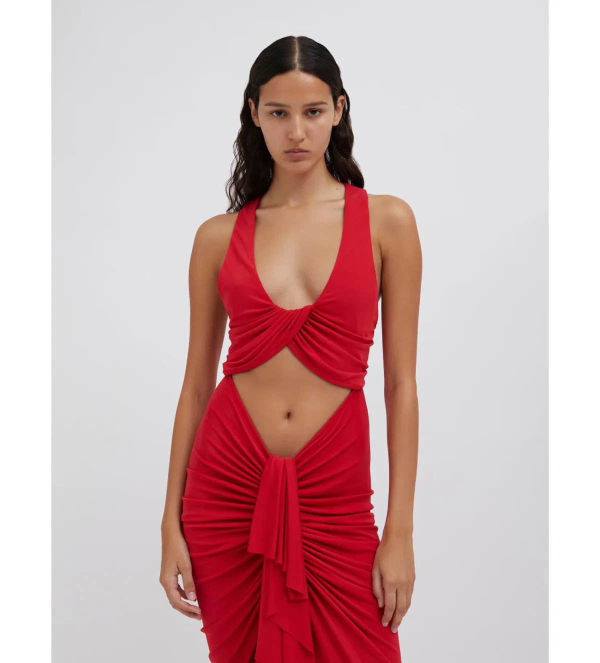 Christopher Esber Vivenda Drape Front Dress Watermelon Size 8 - Image 2