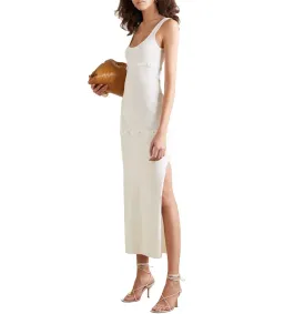 Christopher Esber Button-detail Ribbed Knit Dress White Size 10 for rent on The Volte - image 1