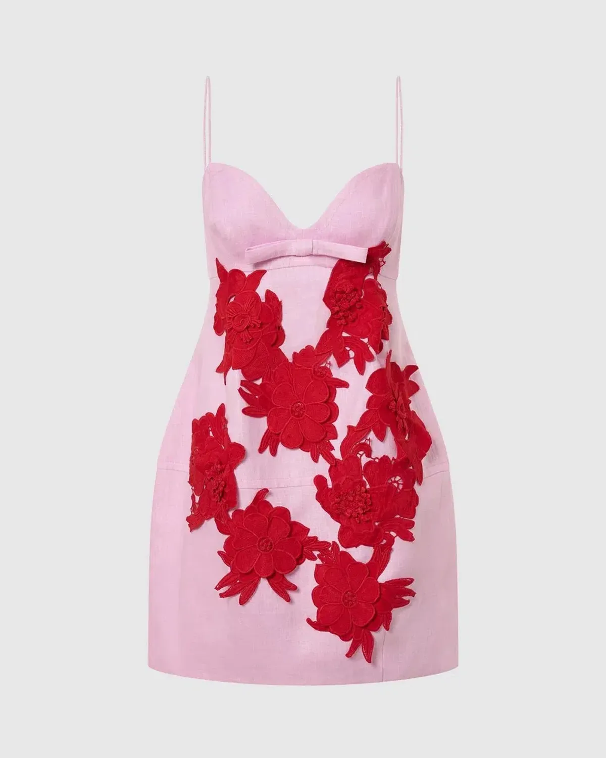 Oroton Contrast 3D Flower Mini Dress Pink Multi Size 4  - Image 4