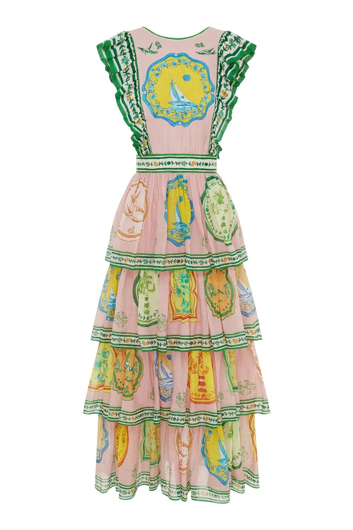 Alemais Porcelain Frill Midi Dress Multi Print Size 14 - Image 3