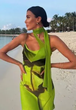 Rat and Boa Orisha Mini Dress Green Print Size XS/AU 6 for rent on The Volte - image 4