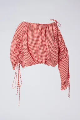 Scanlan Theodore Gingham Drawcord Top and Skirt Set Red Print One Size for rent on The Volte - image 2