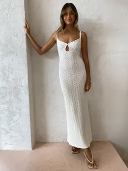 Bec & Bridge Effie Knit Key Maxi Dress Ivory Size 6 for rent on The Volte - image 1