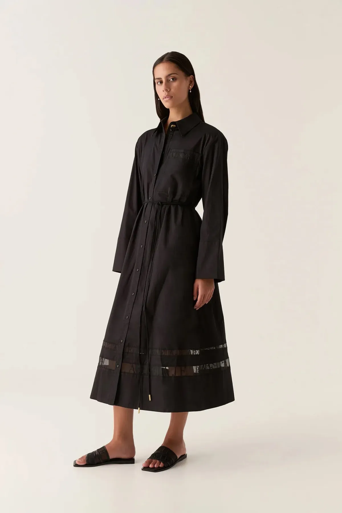 Aje Reframe Logo Shirt Midi Dress Black Size 12 - Image 1