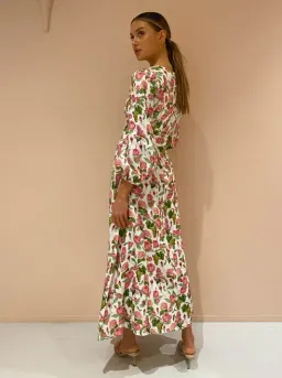 Palm Noosa Melrose Linen Long Sleeve Dress Pink Blooms Print Size 14 for rent on The Volte - image 3