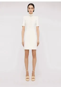 Scanlan Theodore The Crepe Knit Daisy Mini Dress Cream Size XS / AU 6 for rent on The Volte - image 1