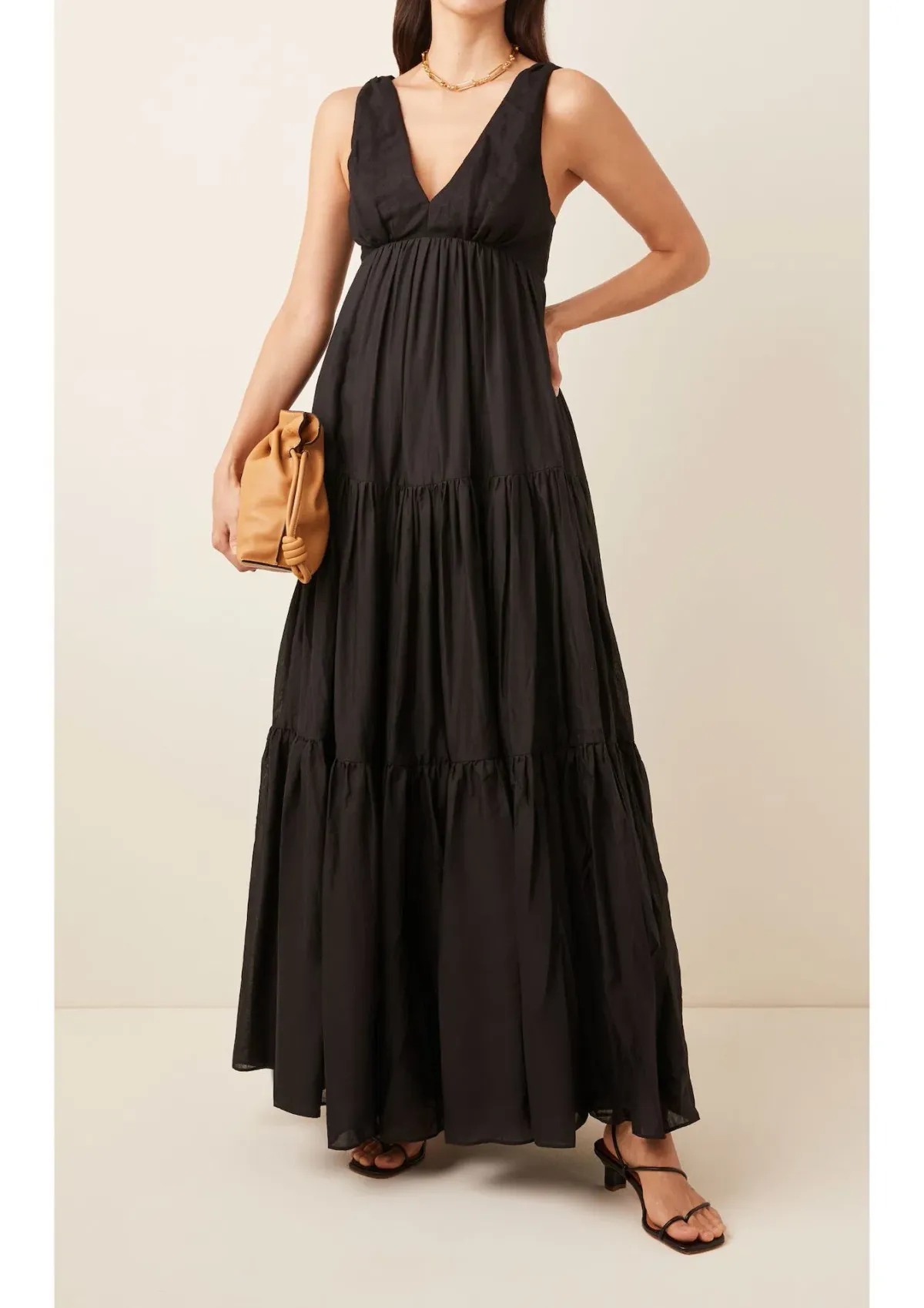 Aje Unending Tiered Cotton Maxi Dress Black Size 6 - Image 1