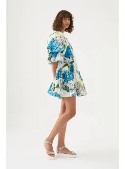 Aje Cy Off Shoulder Smock Mini Dress Cool Camelia Floral Print Size AU 8 for rent on The Volte - image 2