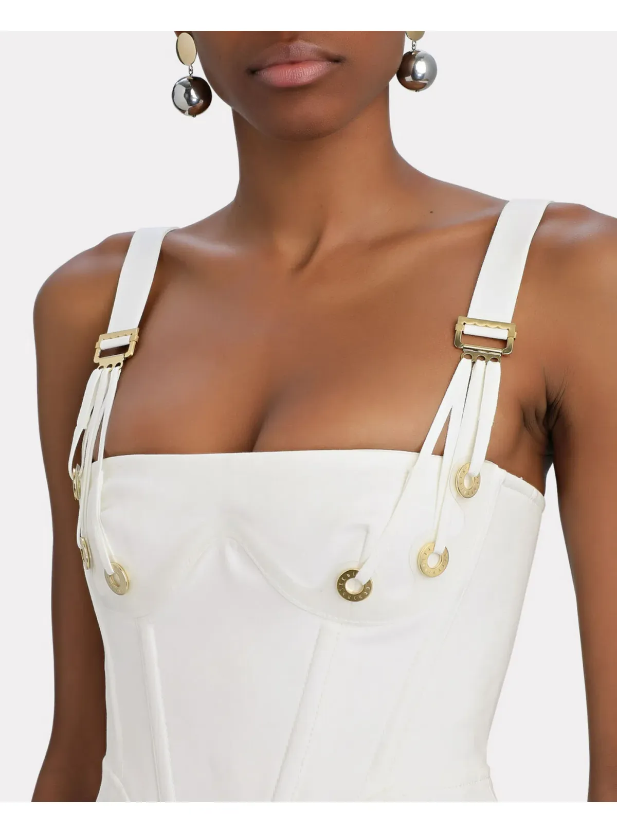 Dionlee Fan Lace Zip Dress in White Size XXS / AU 4 - Image 4