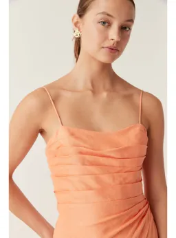 Aje Clarice Draped Maxi Dress in Sunset Orange Size AU 10 for rent on The Volte - image 2