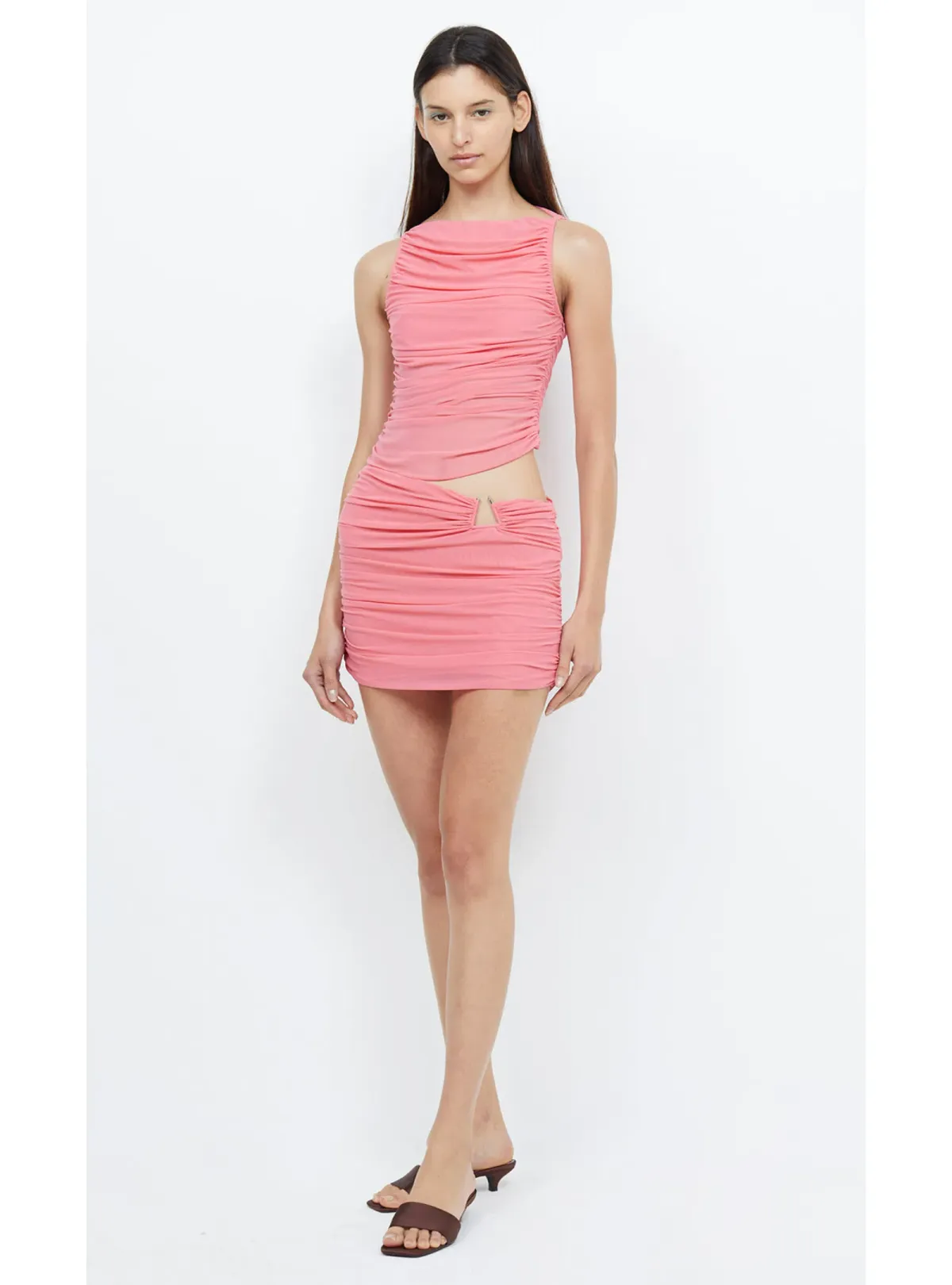 Bec & Bridge Iona Boatneck Mini Dress Grapefruit Pink Size AU 8 - Image 4
