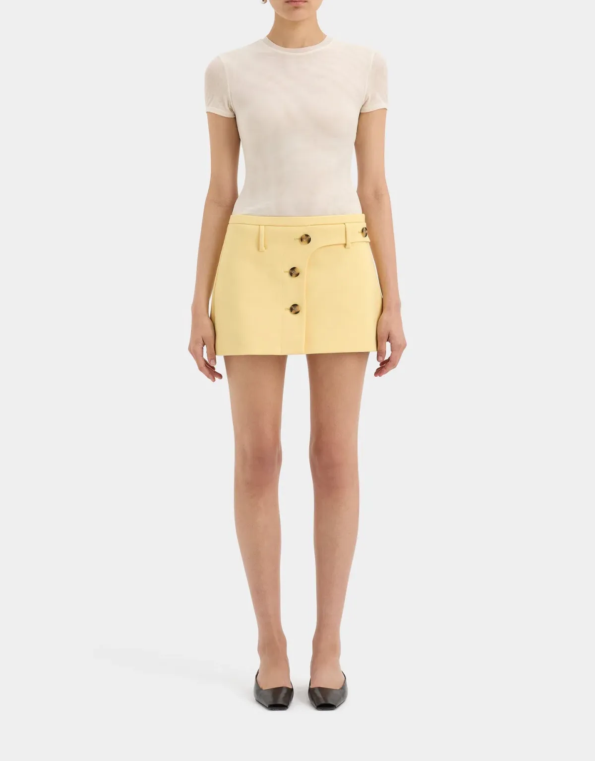Sir the Label Sandrine Button Mini Skirt Limone Size 1 / AU 8 - Image 1