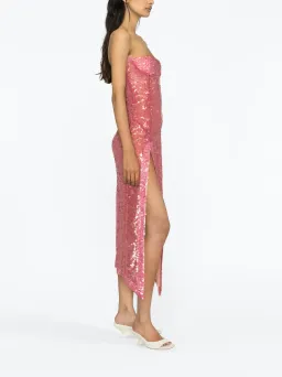 The Attico Bustier Midi Dress Pink Sequinned Size XL / AU 14 for rent on The Volte - image 2