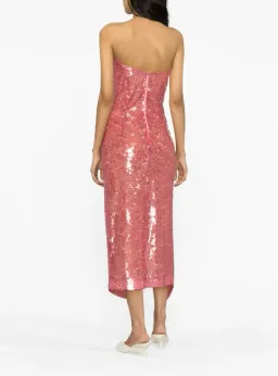 The Attico Bustier Midi Dress Pink Sequinned Size XL / AU 14 for rent on The Volte - image 3