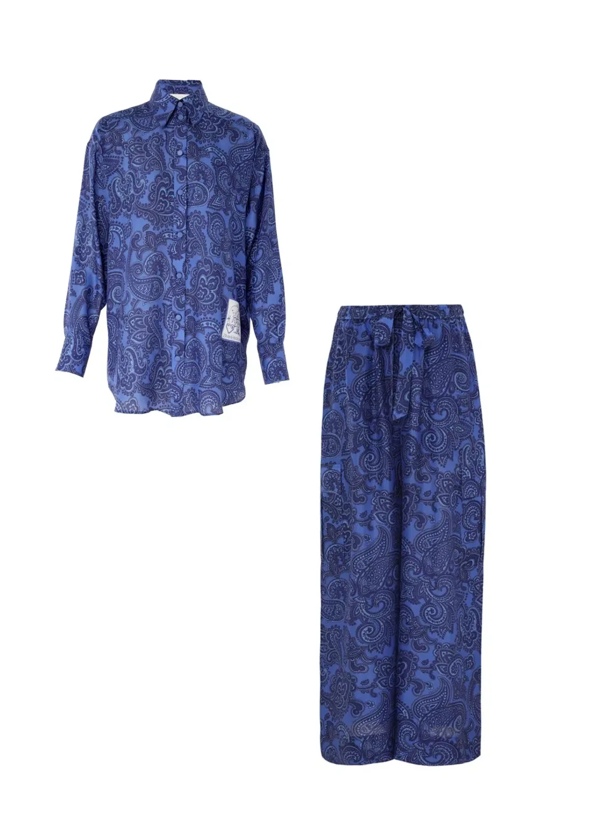Zimmermann Ottie Relaxed Shirt Size 0P/ AU 6 and Pant Size 1/ AU 10 Set Blue Paisley  - Image 4
