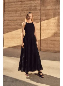 Aje Rosewood Ruched Maxi Dress in Black Size AU 12 for rent on The Volte - image 1