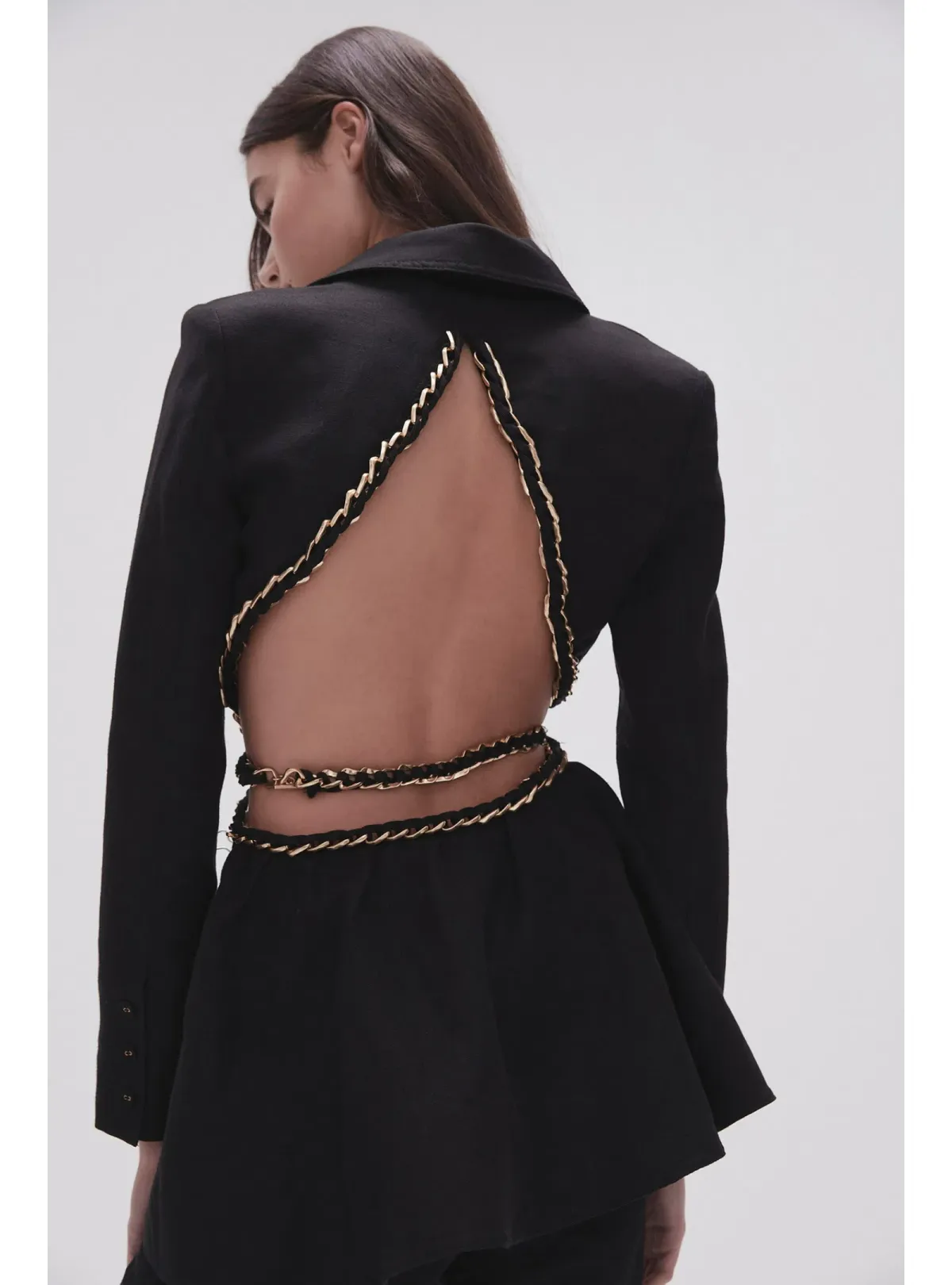 Aje Opal Backless Chainlink Jacket Black Size AU 10 - Image 4