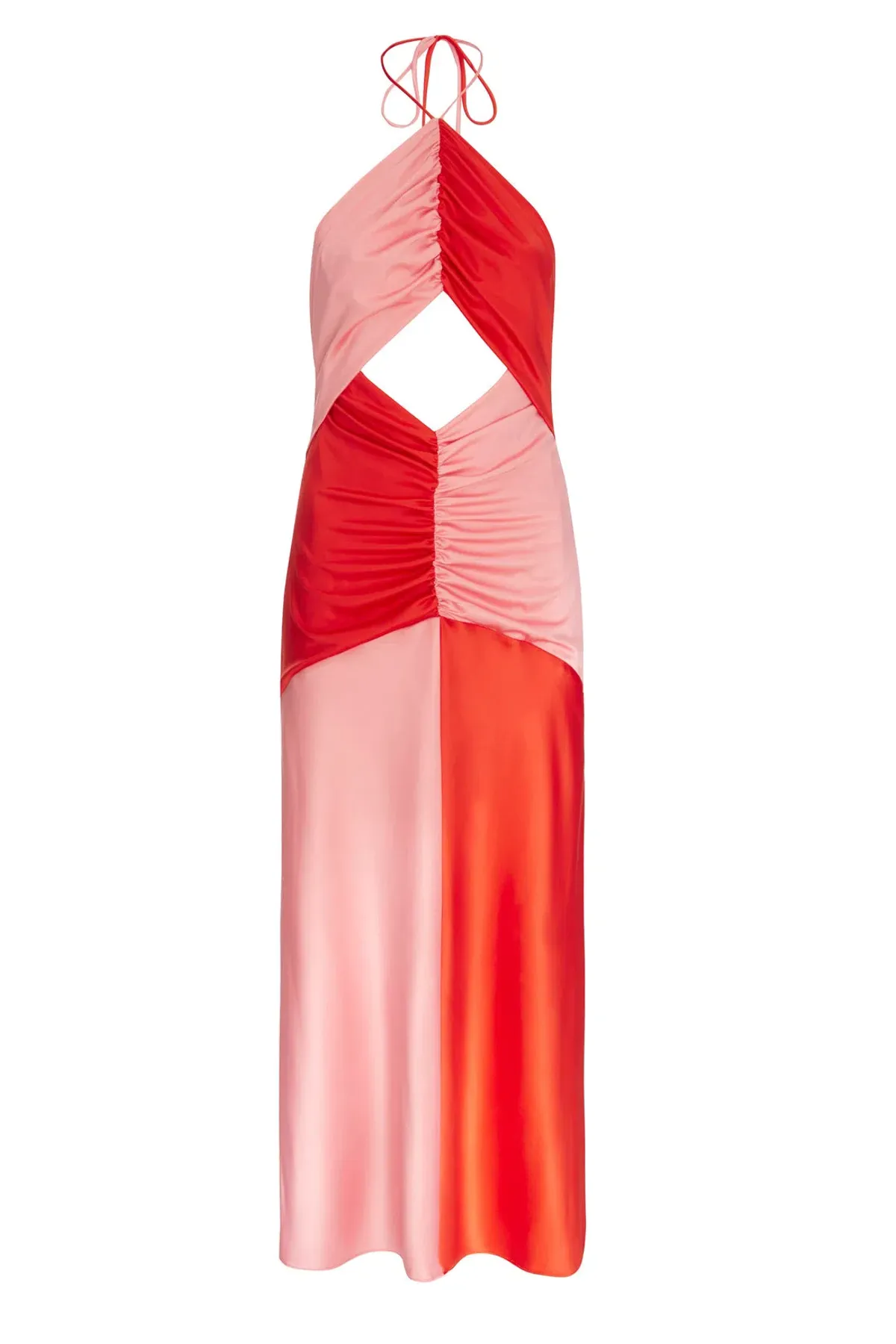 De La Vali Freya Halter Maxi Dress Pink/Red Size 8 - Image 6