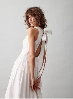 Joslin Marion Linen Maxi Sleeveless Dress White Size 8 for rent on The Volte - image 4