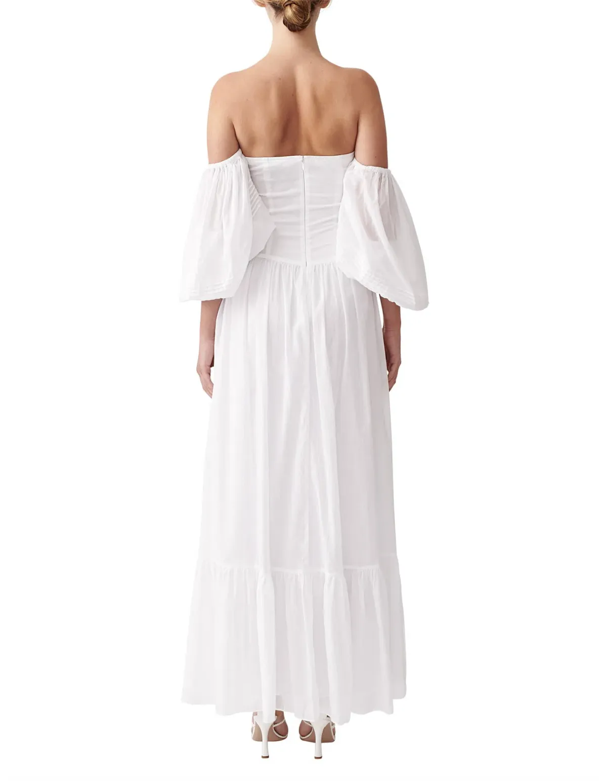Joslin Anastacia Off Shoulder Strapless Cotton Maxi Dress White Size 8 - Image 3
