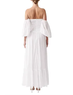 Joslin Anastacia Off Shoulder Strapless Cotton Maxi Dress White Size 8 for rent on The Volte - image 3