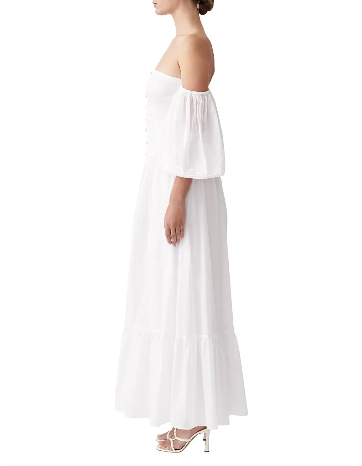 Joslin Anastacia Off Shoulder Strapless Cotton Maxi Dress White Size 8 - Image 2