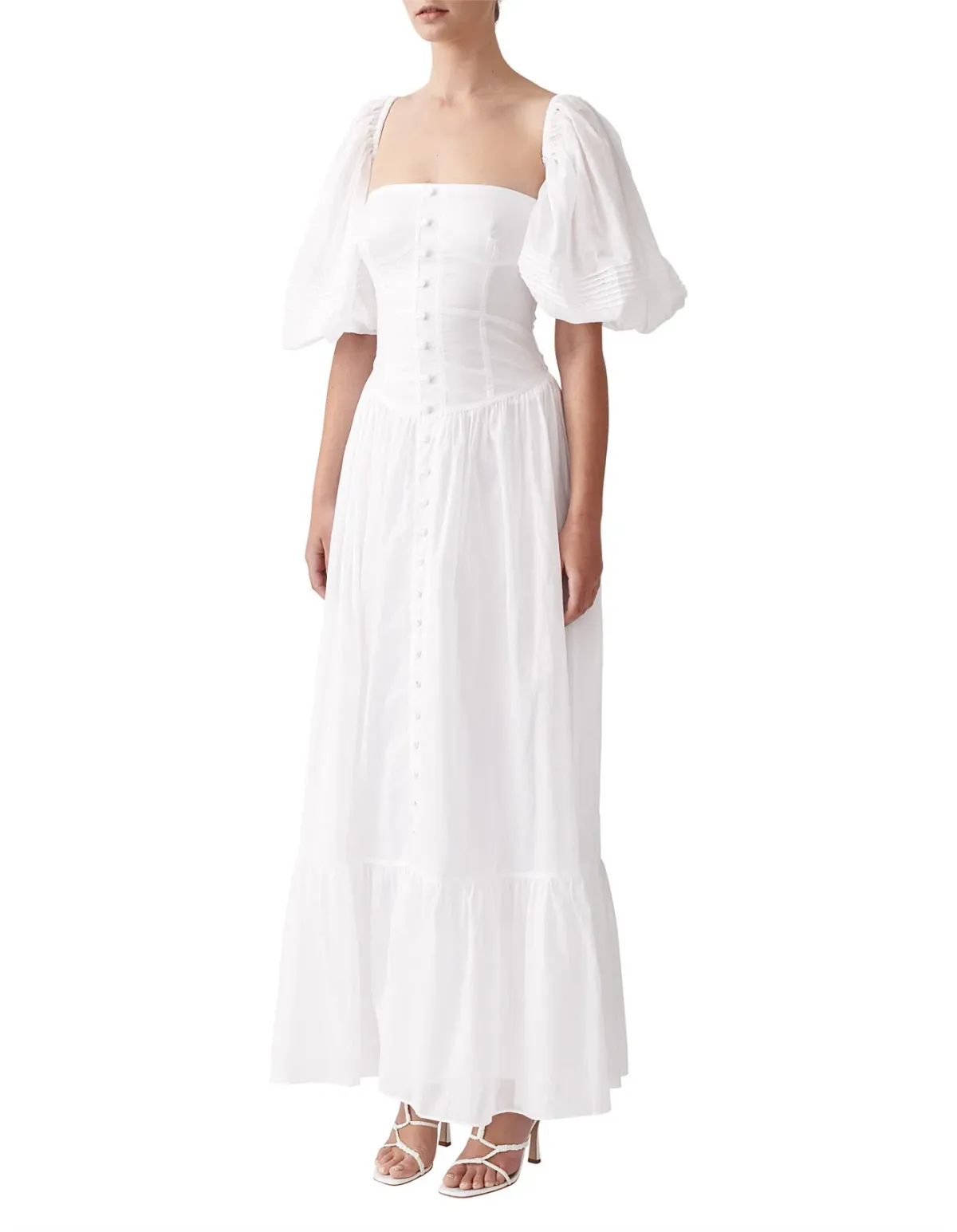 Joslin Anastacia Off Shoulder Strapless Cotton Maxi Dress White Size 8 - Image 1
