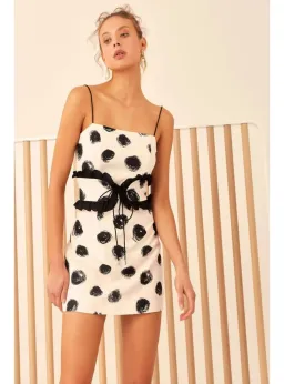 C/MEO Collective Thousand Times Mini Dress in Ivory/Black Size AU 8 for rent on The Volte - image 1