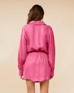 Suboo Georgia Mini Shirt Dress Pink Size M / AU 10 for rent on The Volte - image 4