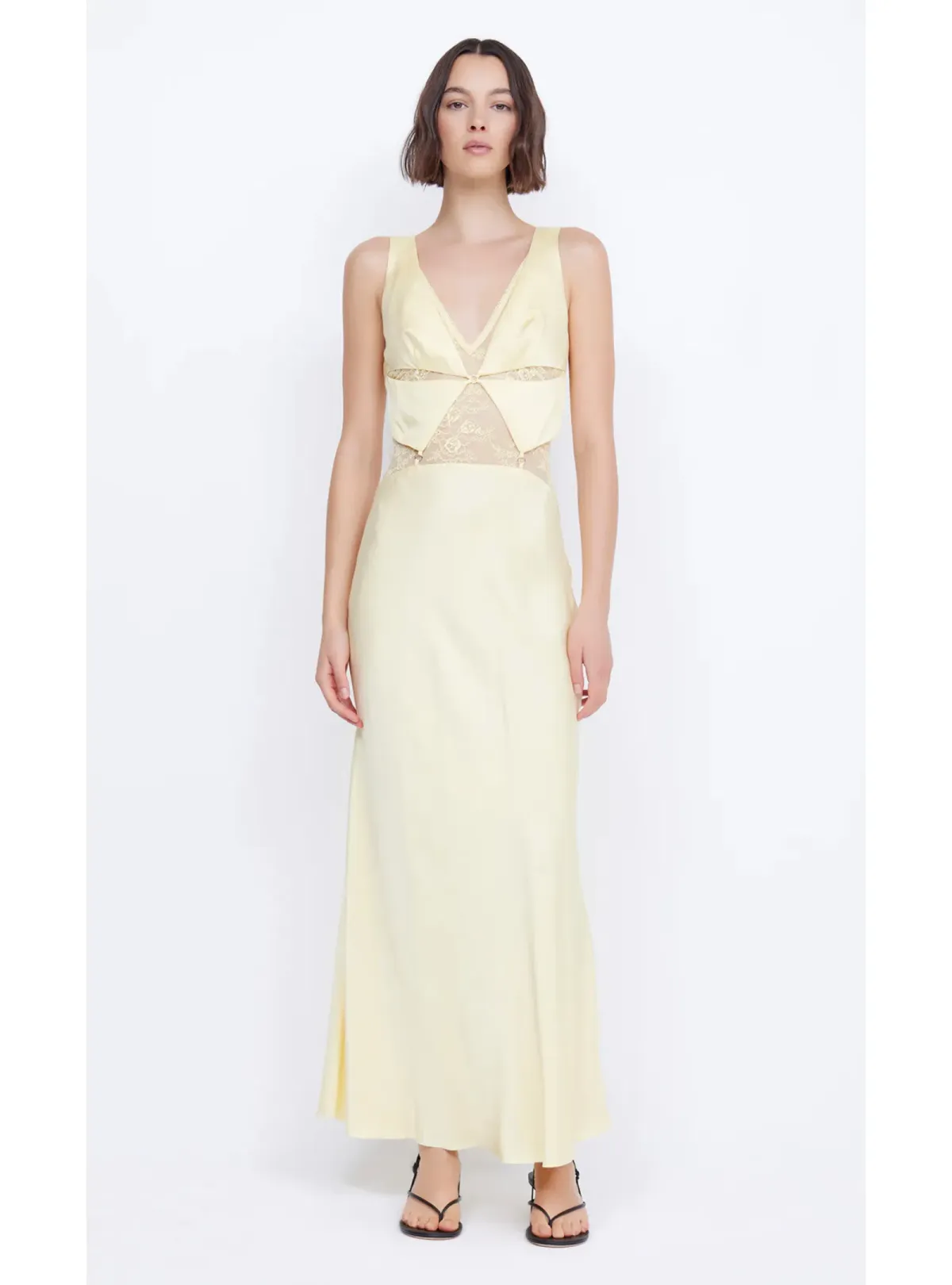 Bec & Bridge Juliette V Neck Maxi Dress Butter Yellow Size AU 8 - Image 1