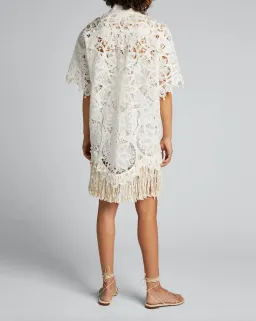 Zimmermann Wavelength Shirt Dress Ivory Size 0 / AU 8  for rent on The Volte - image 2