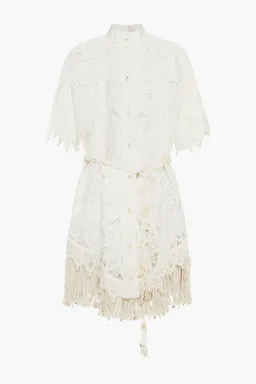 Zimmermann Wavelength Shirt Dress Ivory Size 0 / AU 8  for rent on The Volte - image 3