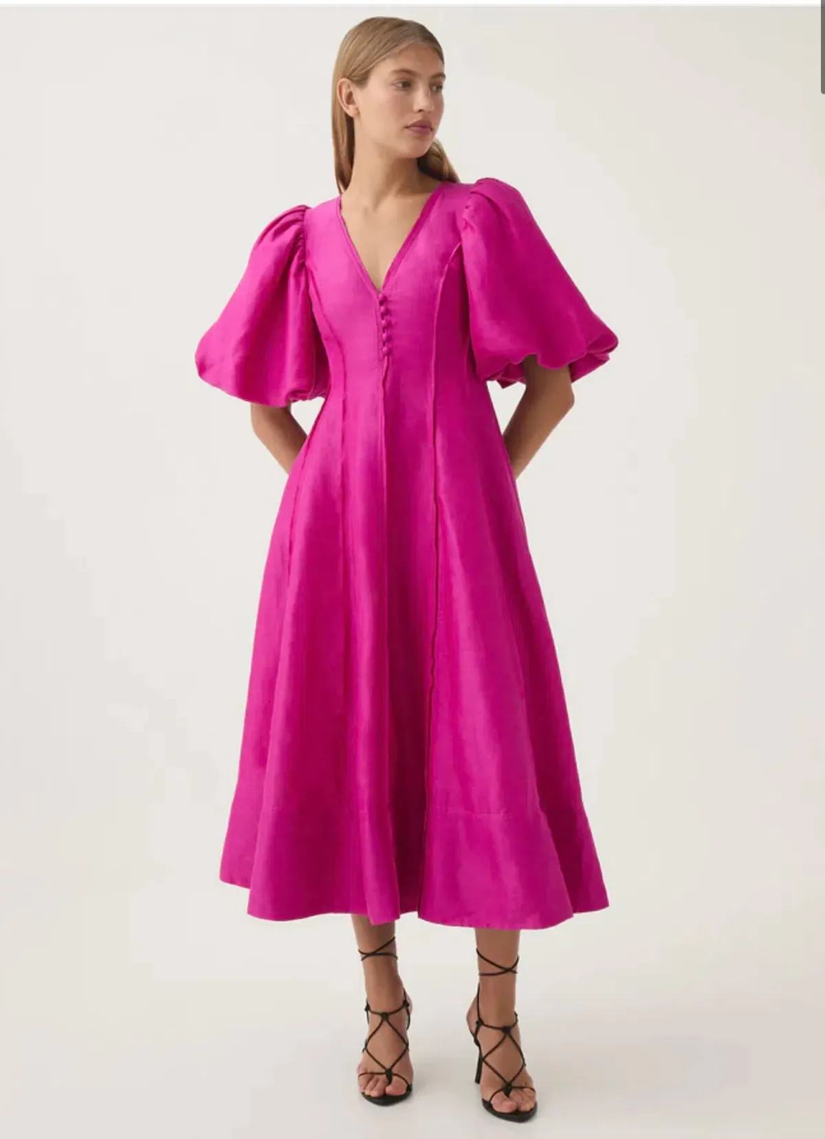 Aje Dusk Puff Sleeve Midi Dress in Deep Magenta Size S / AU 8 - Image 2