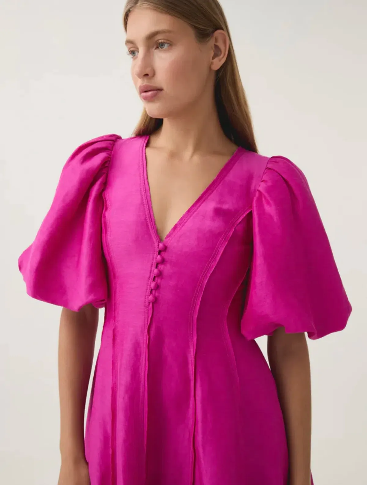 Aje Dusk Puff Sleeve Midi Dress in Deep Magenta Size S / AU 8 - Image 4