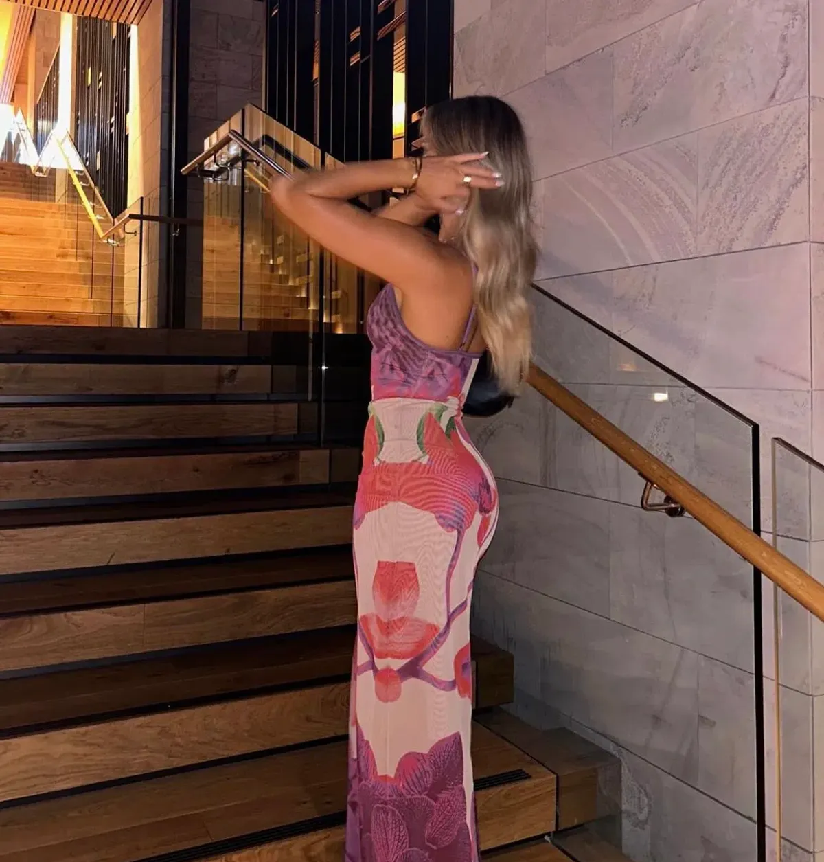 With Harper Lu Slip Dress Mesh Fuchsia Bloom Size 8 - Image 3