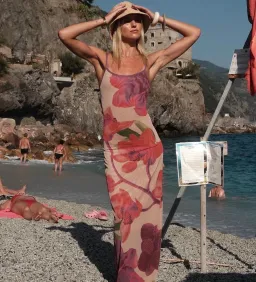 With Harper Lu Slip Dress Mesh Fuchsia Bloom Size 8 for rent on The Volte - image 6