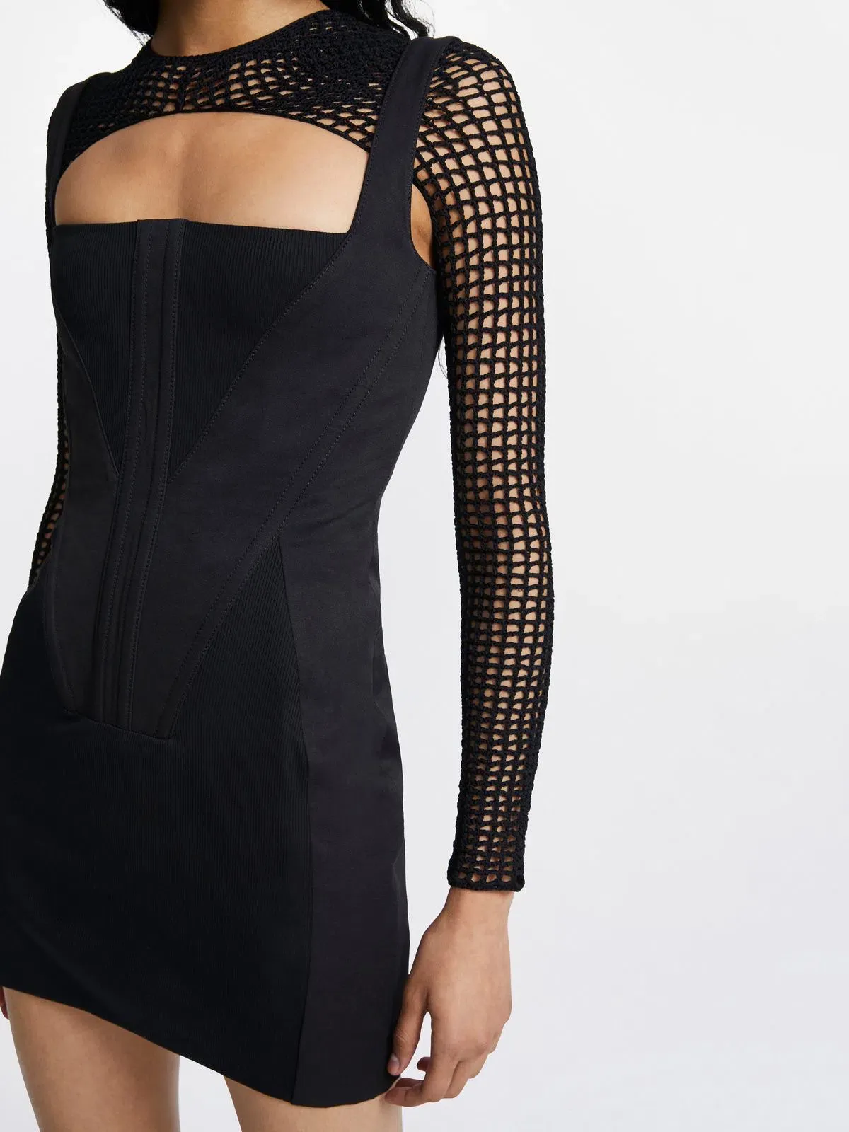 Dion Lee Fork Frame Panelled Mini Dress Black Size 8 - Image 3