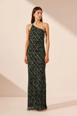 Shona Joy Remi One Shoulder Cowl Back Maxi Dress Remi Print Size 10 for rent on The Volte - image 1