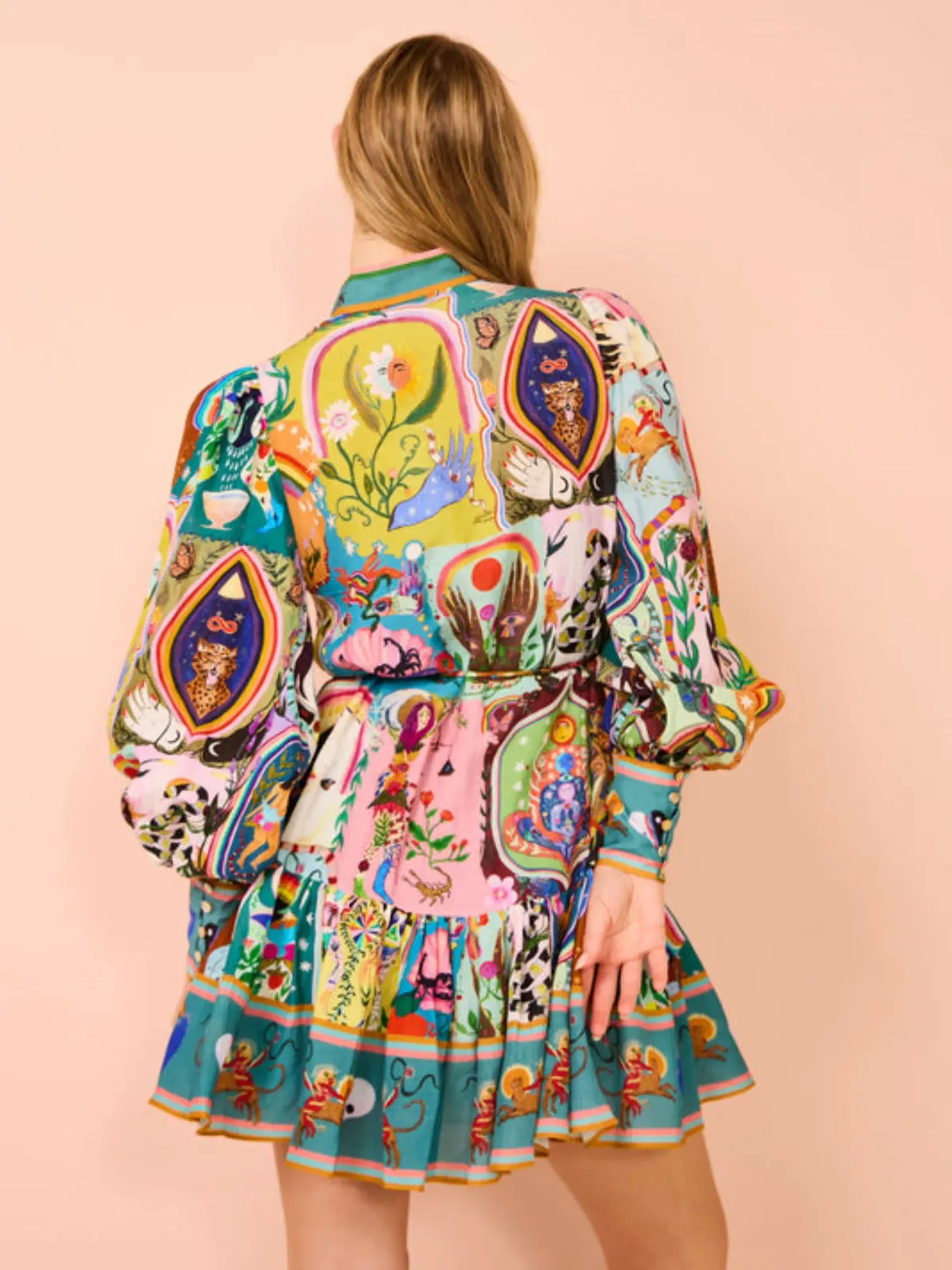 Alemais Evergreen Mini Dress Multicolour Size 12 - Image 4