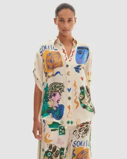 Alemais Soleil Oversized Shirt Size 8 and Pants Size 6 Set Multi for rent on The Volte - image 4