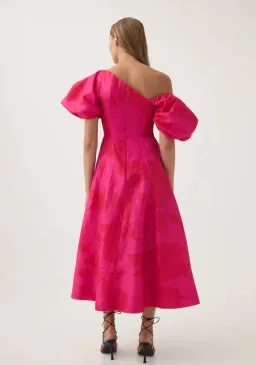 AJE Arista Tulip Sleeve Midi Dress in Florescent Rose Size 14 for rent on The Volte - image 4