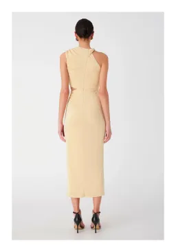 Misha Graciela Slinky Jersey Midi Dress in Lemon Drop Size 8 for rent on The Volte - image 3