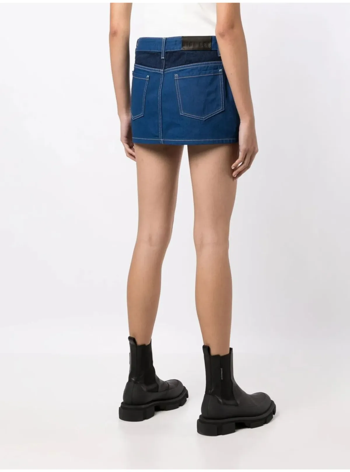 Dion Lee Lace-up Denim Mini Skirt Blue Size AU 8 - Image 3