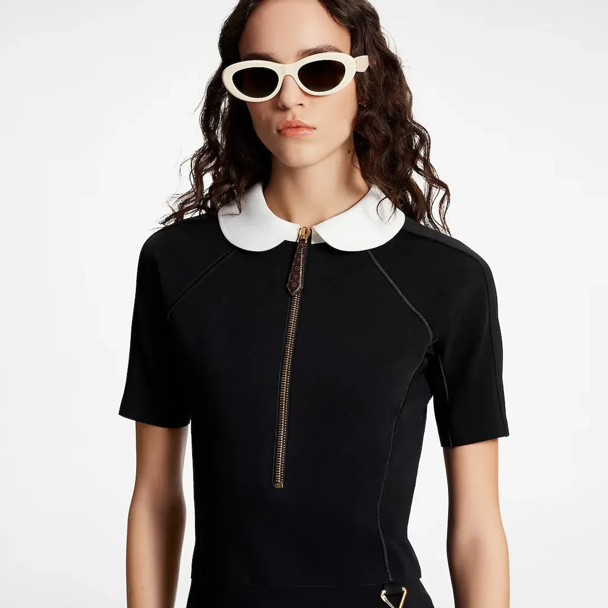 Louis Vuitton Technical Jersey Peter Pan Collar Dress Black Size FR34 / AU 6 - Image 2