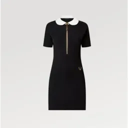 Louis Vuitton Technical Jersey Peter Pan Collar Dress Black Size FR34 / AU 6 for rent on The Volte - image 4