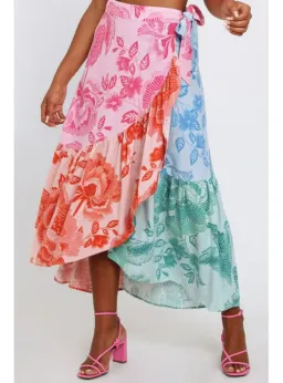 Farm Rio Flower Color Top Crop Top And Flower Colored Skirt Set Print Size S / AU 8 for rent on The Volte - image 5