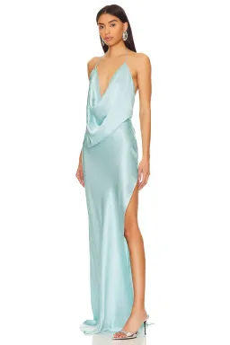 Michael Lo Sordo Iced Bias Maxi Dress Blue Size 4 for rent on The Volte - image 4