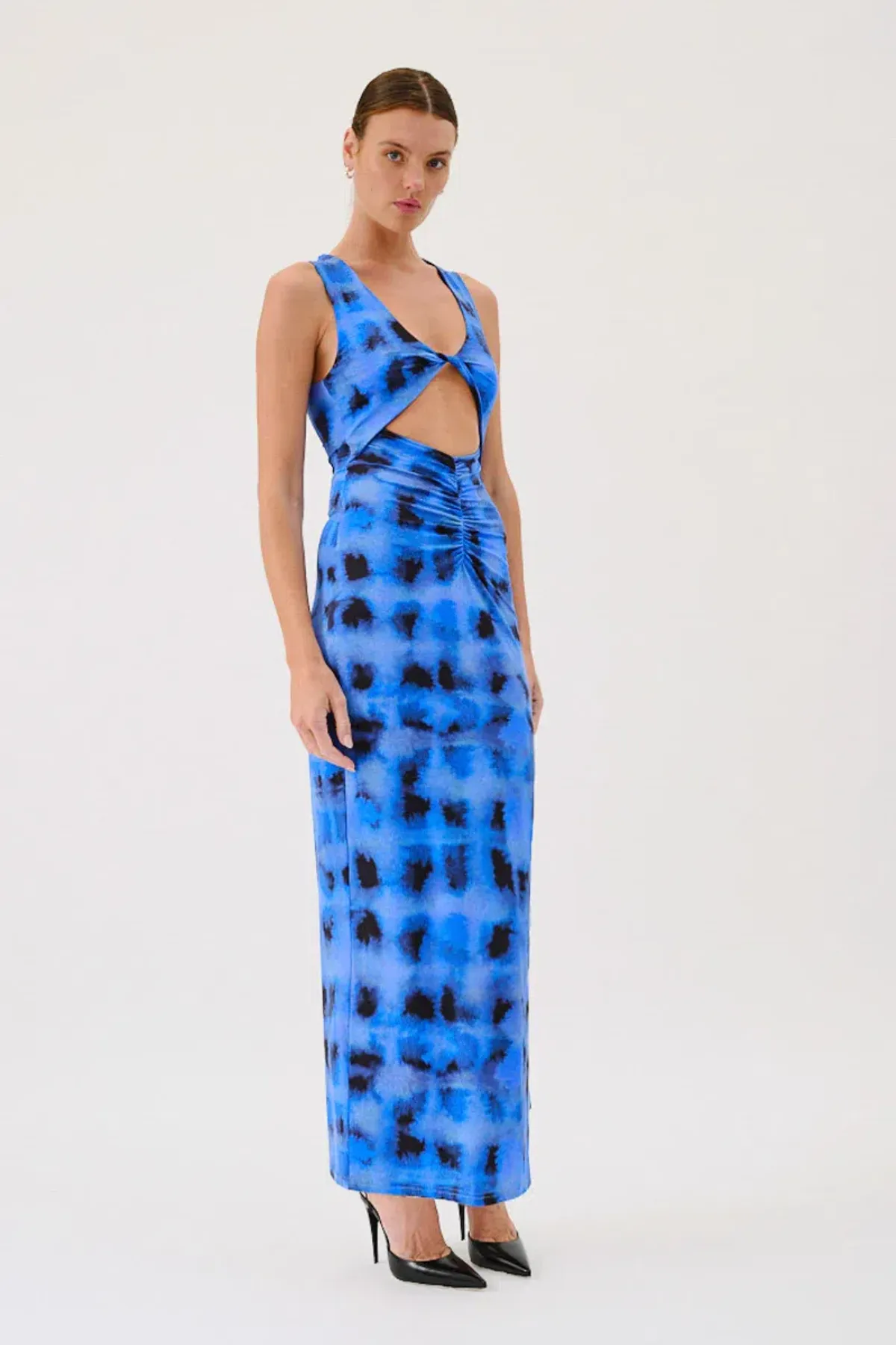 Suboo Shibori Sleeveless Reversible Twist Front Maxi Dress Blue Print Size S / AU 8 - Image 1